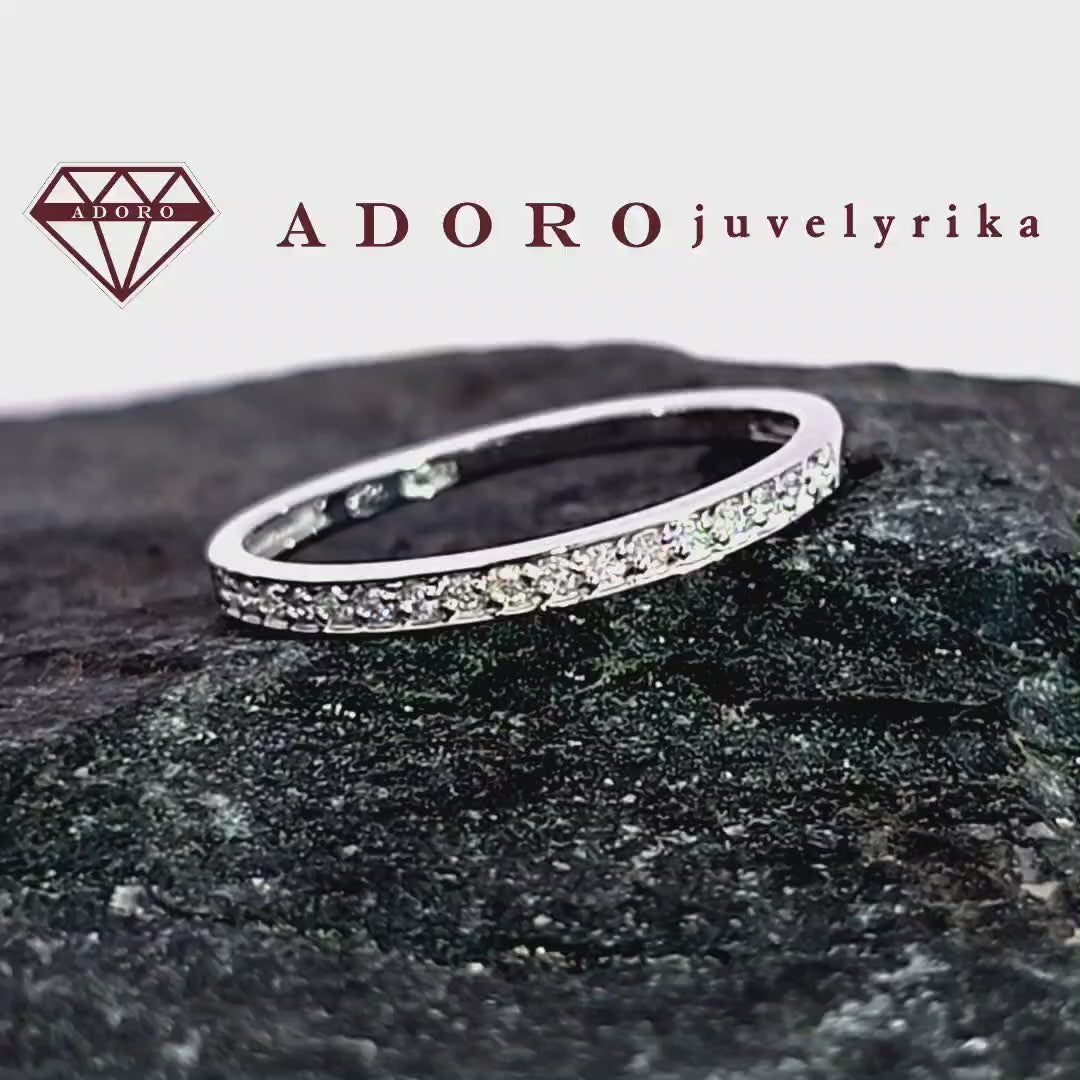 Baltas auksinis žiedas su 17 laboratorinių deimantų, 0.085 ct – ADORO juvelyrika