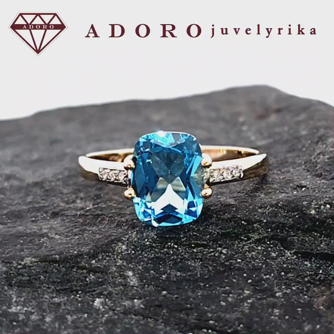 585 prabos geltonas auksas su 2.40 ct topazu ir 0.03 ct deimantais – ADORO