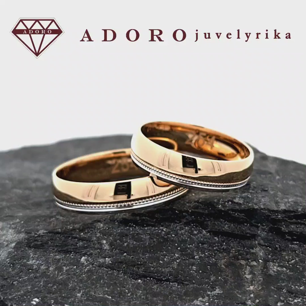 Geltono ir balto aukso vestuviniai žiedai 585 prabos – ADORO