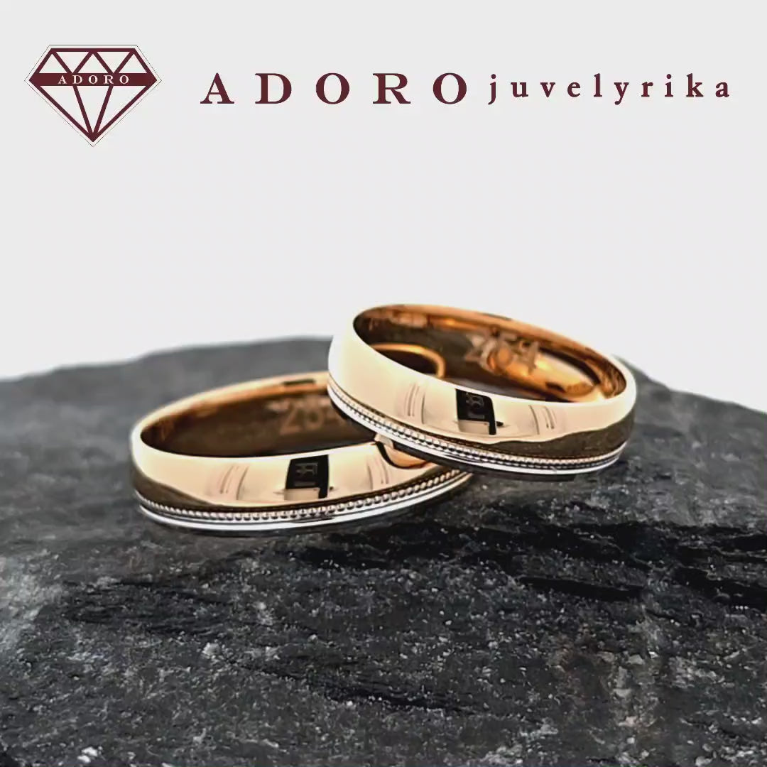 Geltono ir balto aukso vestuviniai žiedai 585 prabos – ADORO