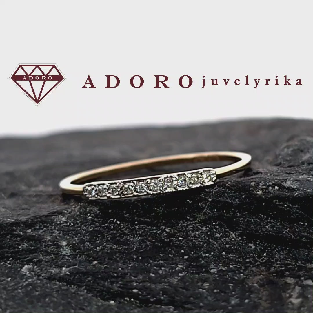Geltono aukso žiedas su 10 deimantų, 0.05 ct – ADORO juvelyrika