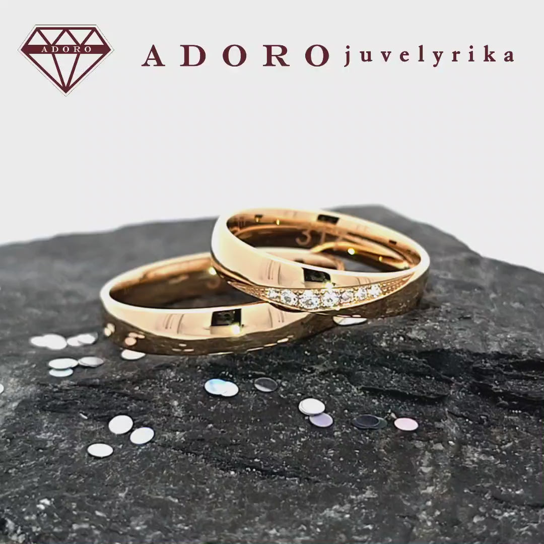 Auksiniai vestuviniai žiedai su deimantais, modelis Nr. 317 – ADORO juvelyrika