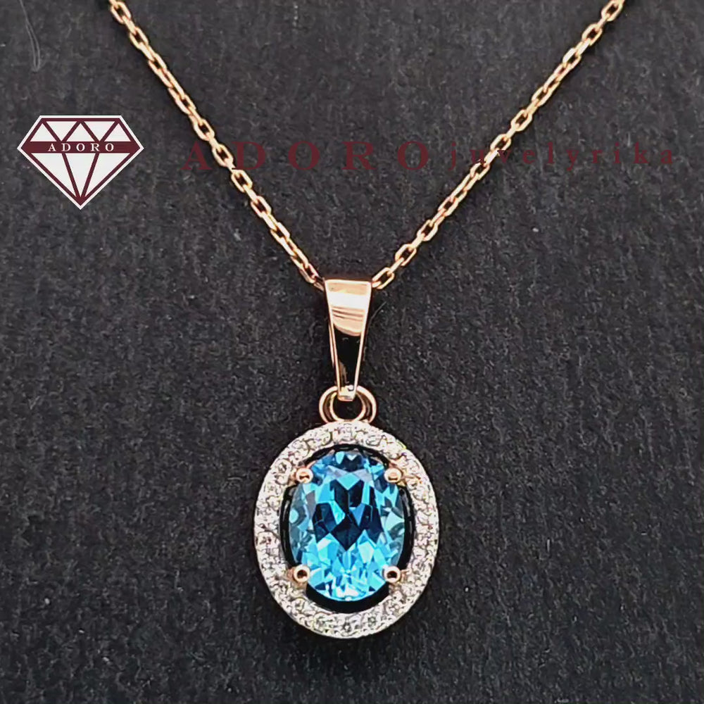 Baltas auksinis pakabukas su Šveicarišku topazu ir 22 deimantais, 1.9 g – ADORO juvelyrika