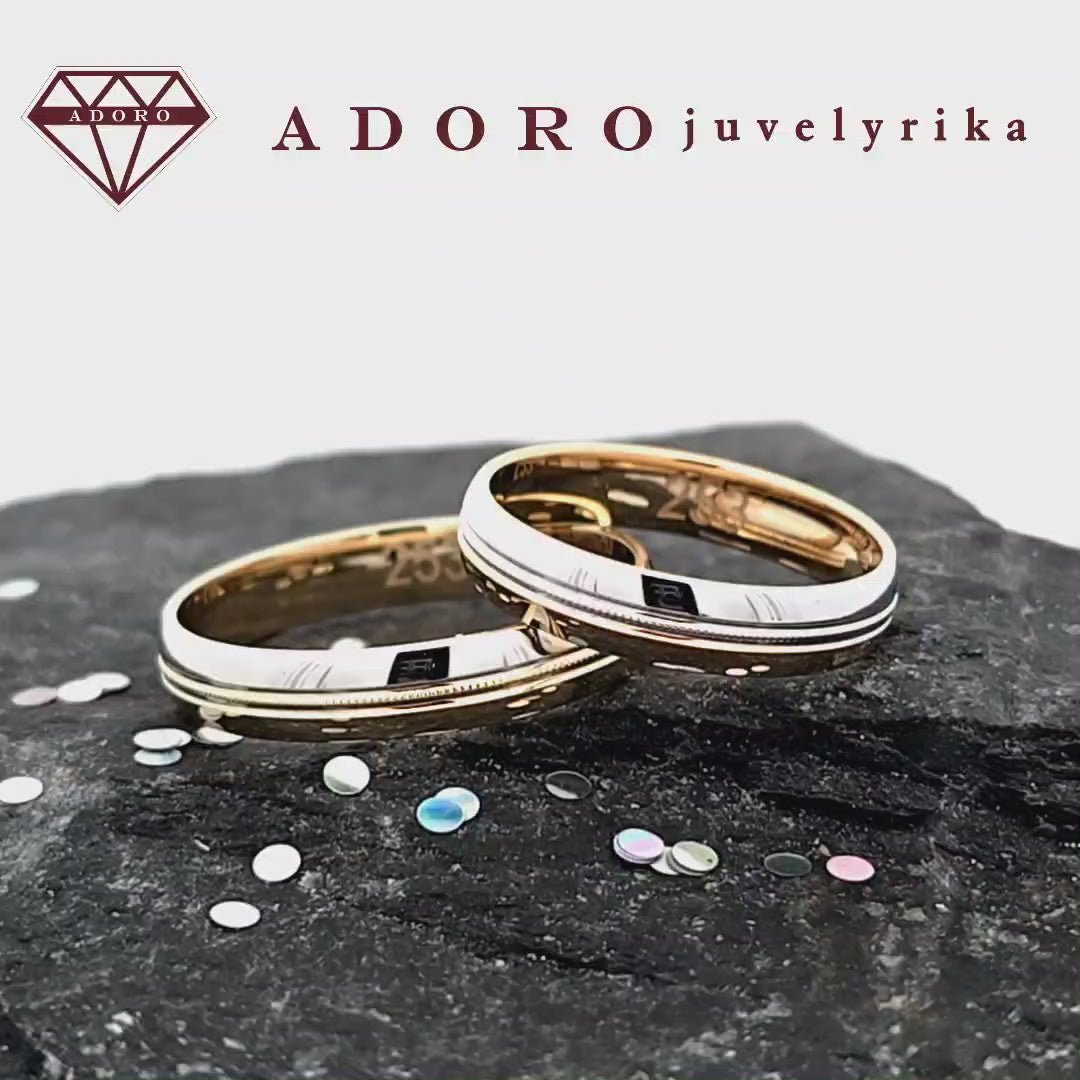 Geltono ir balto aukso vestuviniai žiedai 585 prabos – ADORO