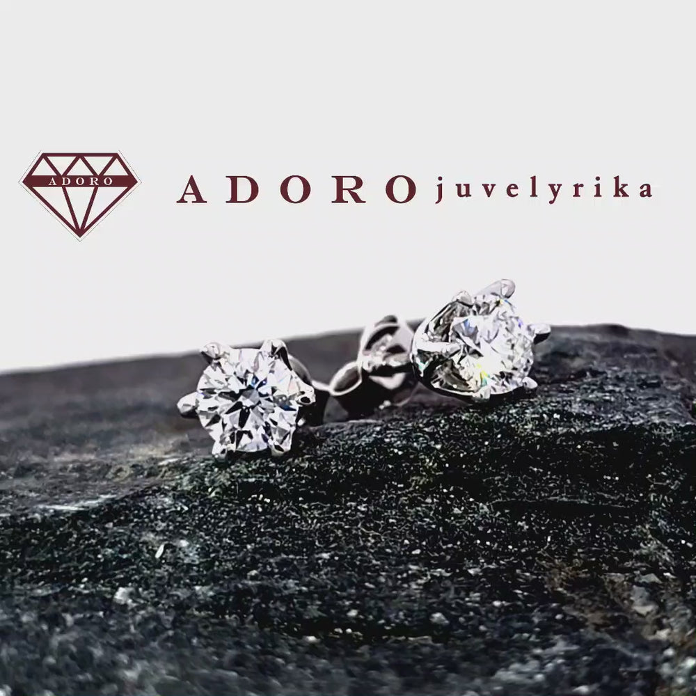 Balto aukso auskarai su 2 x 0.52 ct laboratoriniais briliantais | ADORO juvelyrika  
