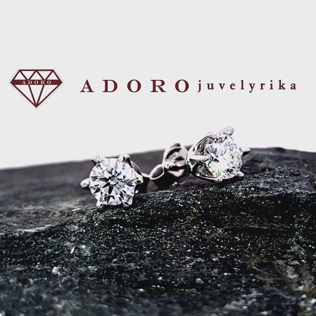 Balto aukso auskarai su 2 x 0.52 ct laboratoriniais briliantais | ADORO juvelyrika  
