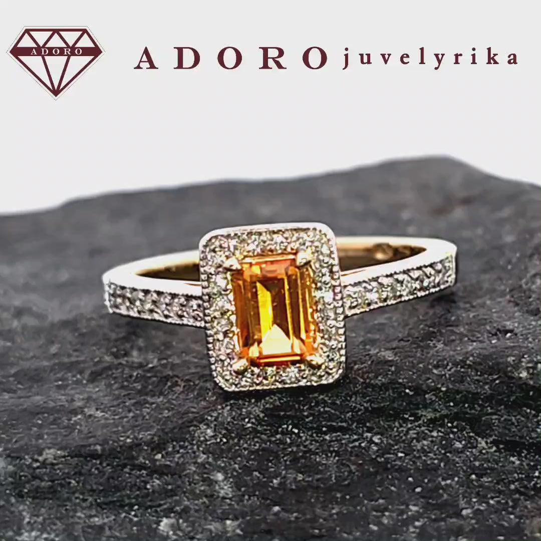 585 prabos geltonas auksas su 0.6 ct citrinu ir 0.22 ct deimantais SI2 H – ADORO