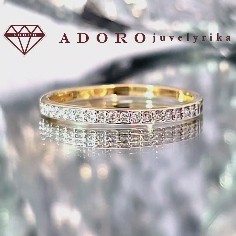 Geltono aukso žiedas su deimantais – elegantiškas dizainas