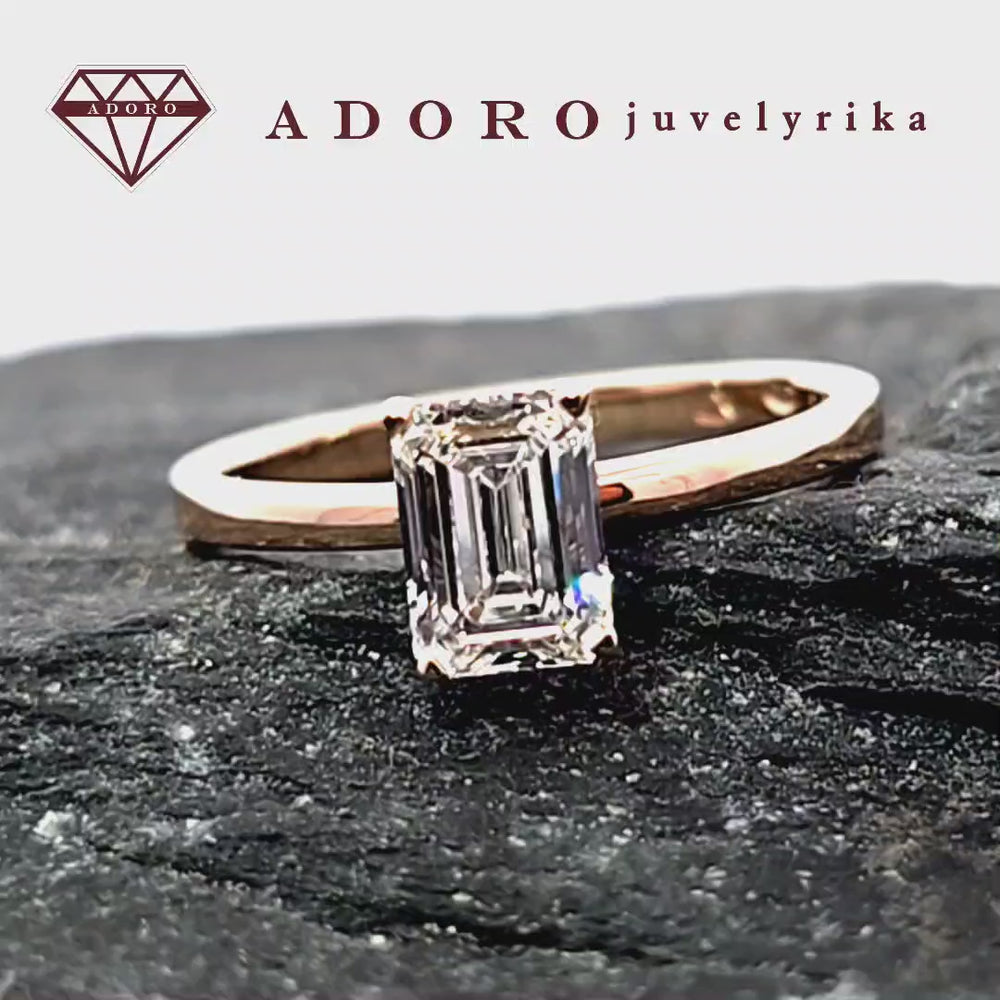 Rožinio aukso sužadėtuvių žiedas su 1.00 ct laboratoriniu deimantu – ADORO juvelyrika