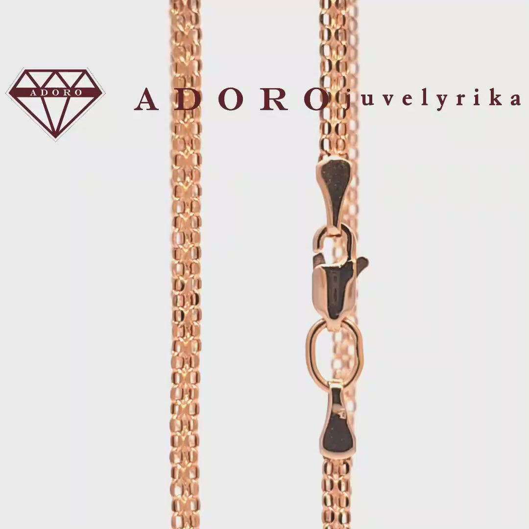 Raudono aukso grandinėlė su Bismark pynimu – 40 cm, 2 mm pločio