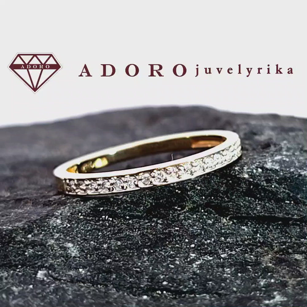Geltono aukso žiedas su 17 laboratorinių deimantų, 0.085 ct – ADORO juvelyrika