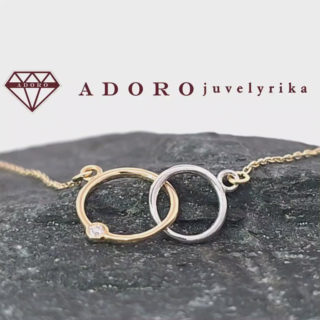 585 prabos geltono ir balto aukso kaklo papuošalas su briliantu, 1.53 g – ADORO juvelyrika