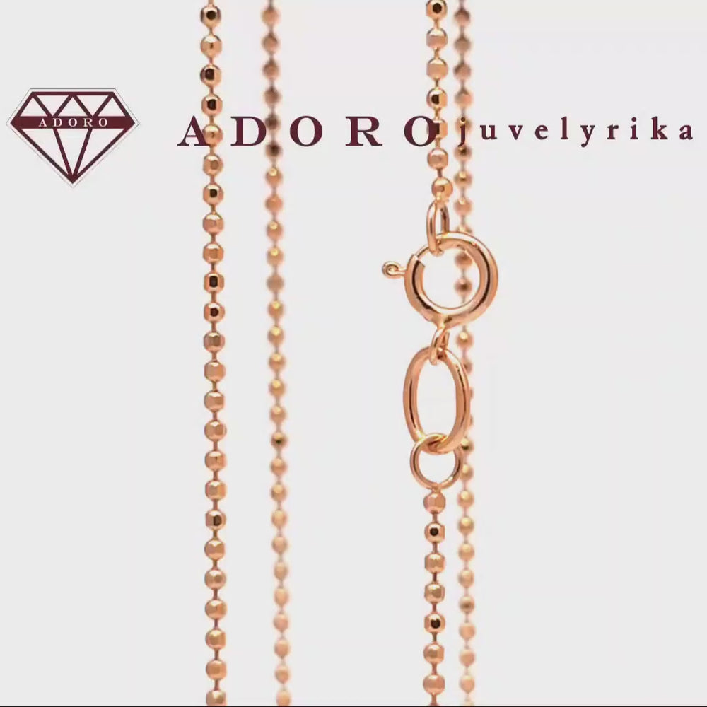 Raudono aukso grandinėlė su Ball Chain pynimu, 50 cm ilgio – ADORO juvelyrika.