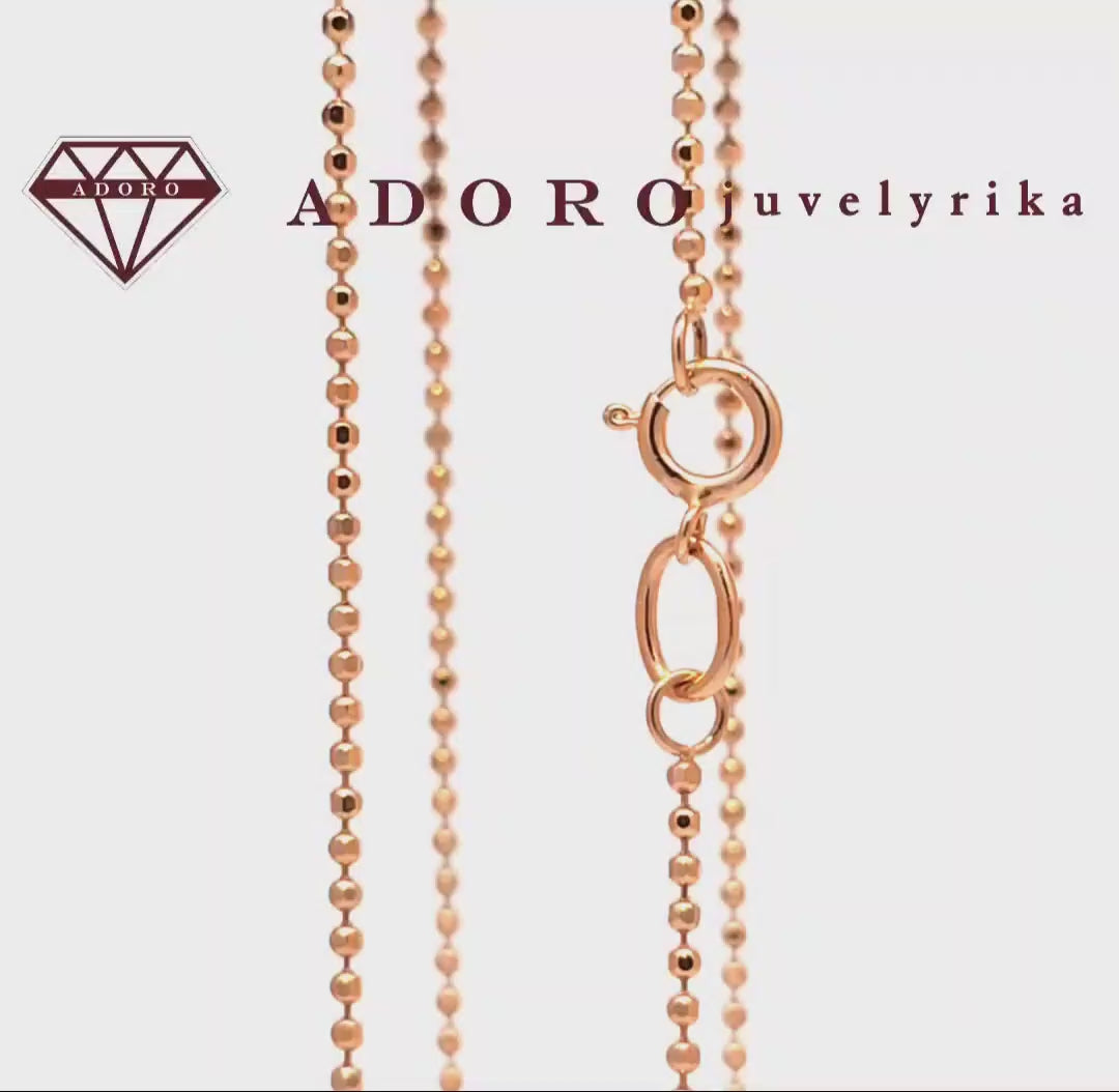 Raudono aukso grandinėlė su Ball Chain pynimu, 50 cm ilgio – ADORO juvelyrika.
