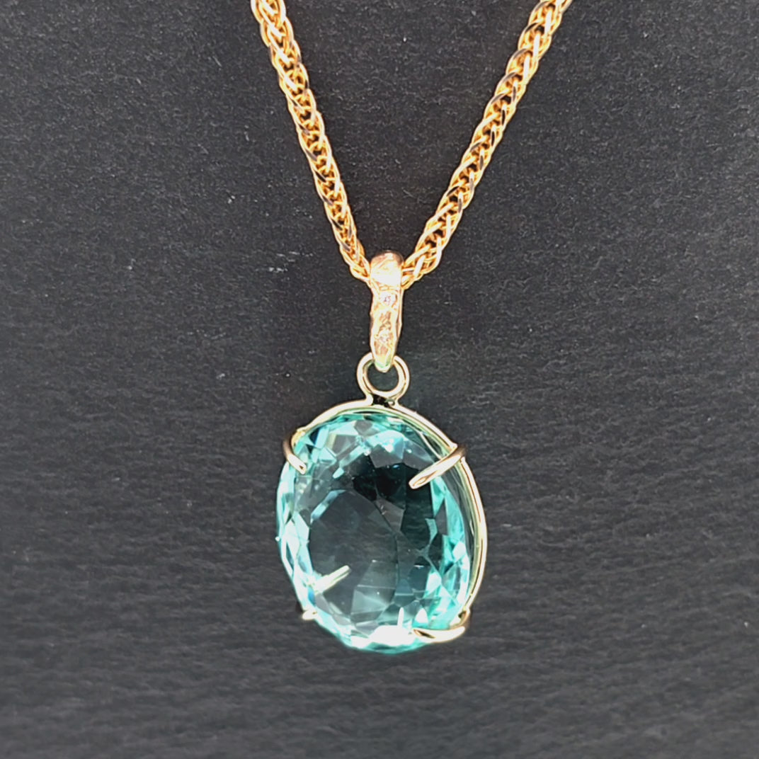 Geltono aukso pakabukas su akvamarinu, ADORO juvelyrika