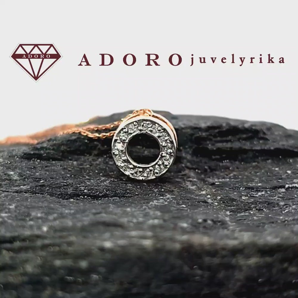 585 prabos raudono aukso kaklo papuošalas su deimantais, 1.58 g – ADORO juvelyrika