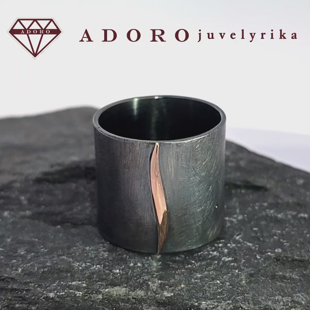 Autorinis sidabro ir aukso žiedas Liepsnelė