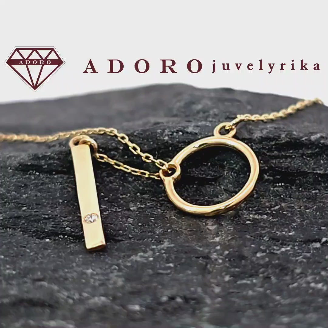 585 prabos geltono aukso kaklo papuošalas su 0.015 ct deimantu, 1.68 g – ADORO juvelyrika