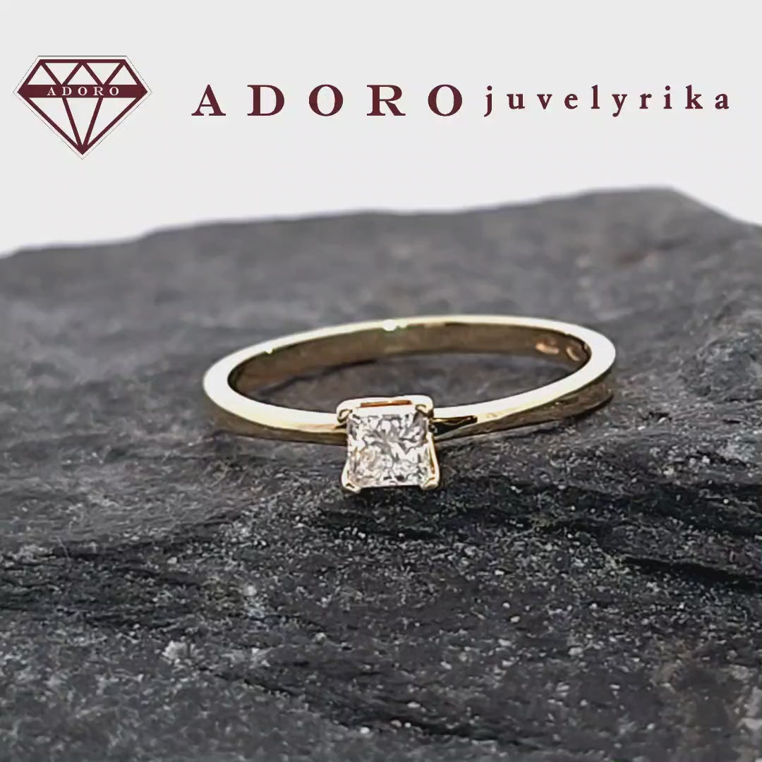 Minimalistinis 585 prabos žiedas su 0.30 ct laboratoriniu deimantu – ADORO