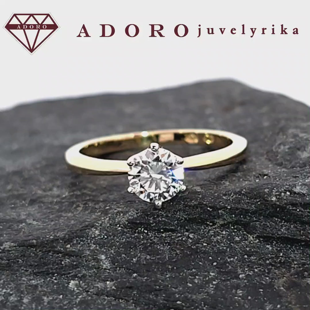 Geltono aukso žiedas su 0.70 ct laboratoriniu briliantu – ADORO juvelyrika
