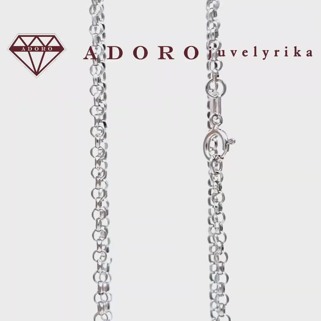Baltos spalvos aukso grandinėlė Bead pynimu – 50 cm ilgio, 2 mm pločio