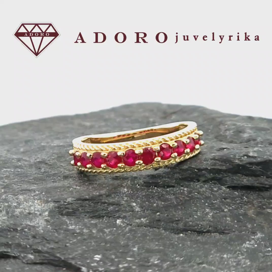 Takelio tipo rubinų žiedas | ADORO juvelyrika