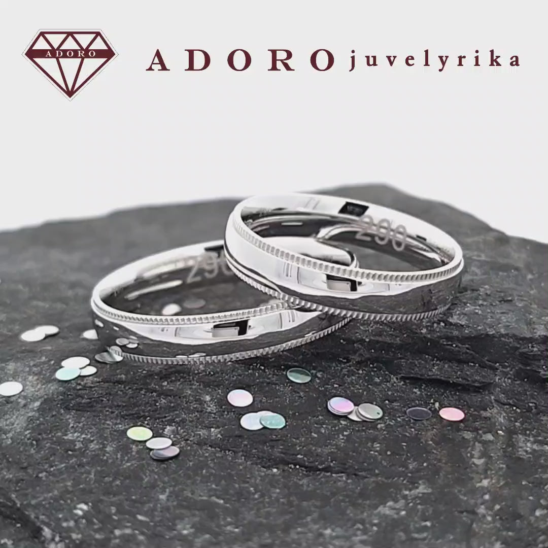 Klasikiniai baltos aukso vestuviniai žiedai – ADORO juvelyrika
