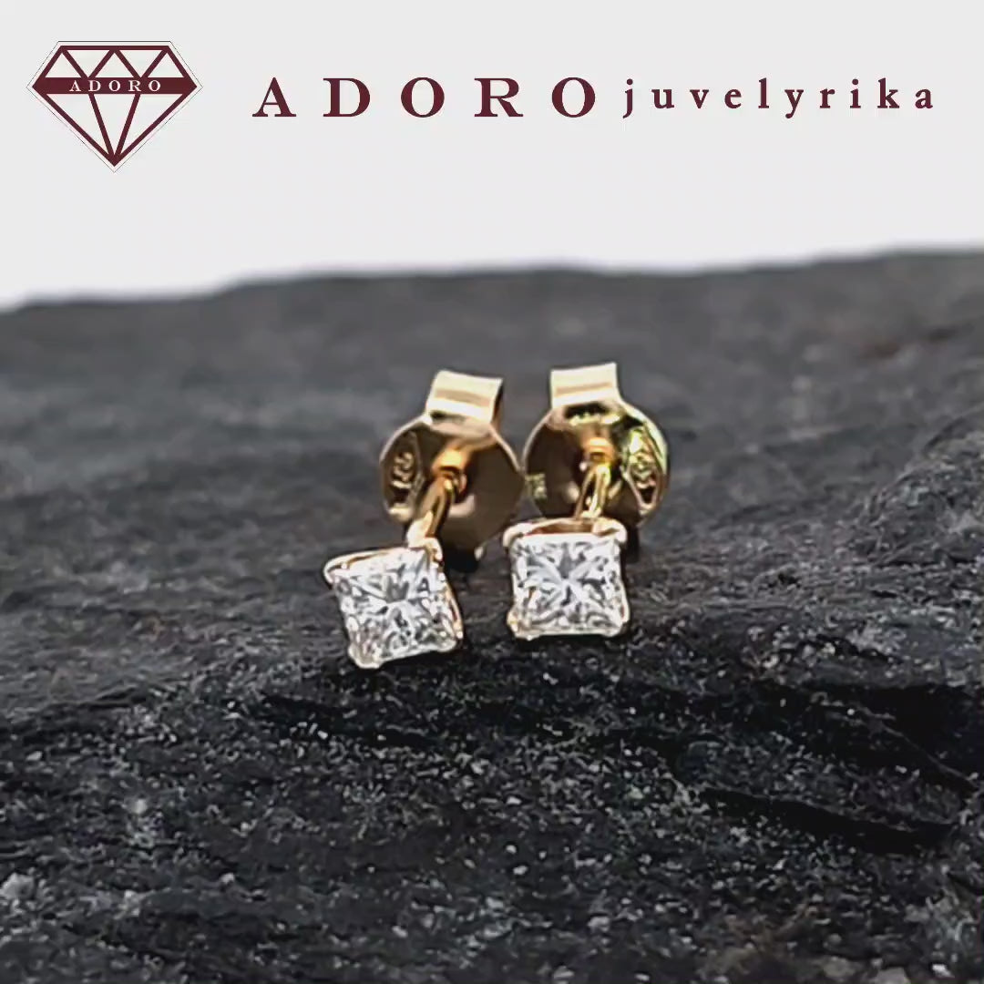 585 prabos geltono aukso deimantiniai stud auskarai 2 × 0.15 ct – ADORO juvelyrika