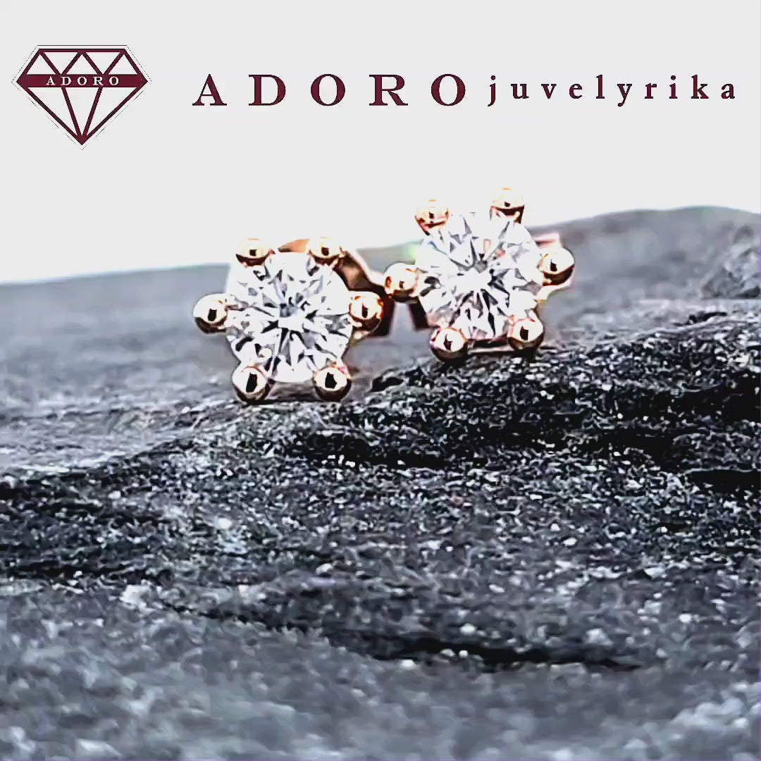 Raudono aukso auskarai su laboratoriniais briliantais, 0,60 ct, ADORO juvelyrika