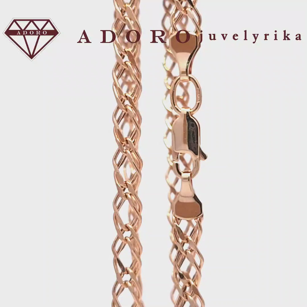 Raudono aukso grandinėlė RO 50 cm, 4,34 g