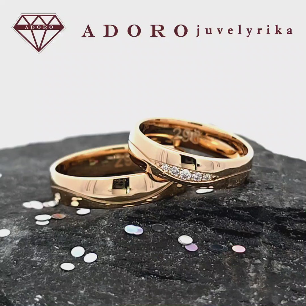 Geltono aukso vestuviniai žiedai su 0.07 ct deimantais – ADORO juvelyrika