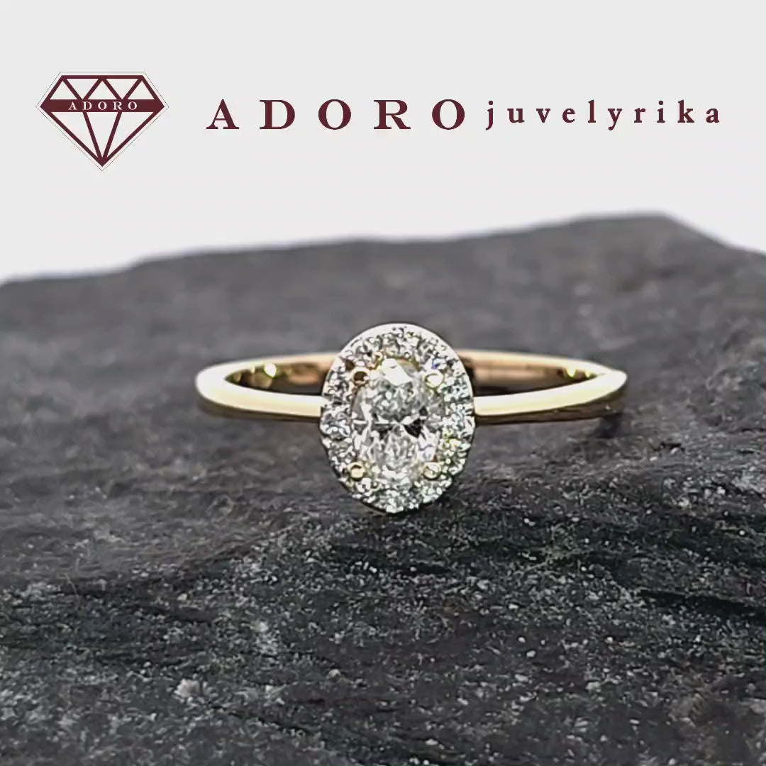 Geltono aukso žiedas su laboratoriniais deimantais – ADORO juvelyrika