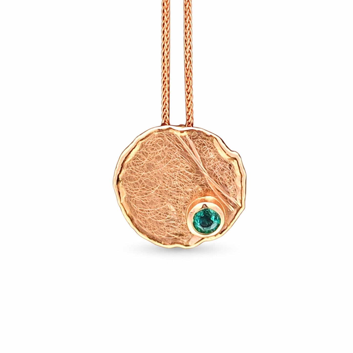 Raudono aukso pakabukas su natūraliu smaragdu, ADORO juvelyrika