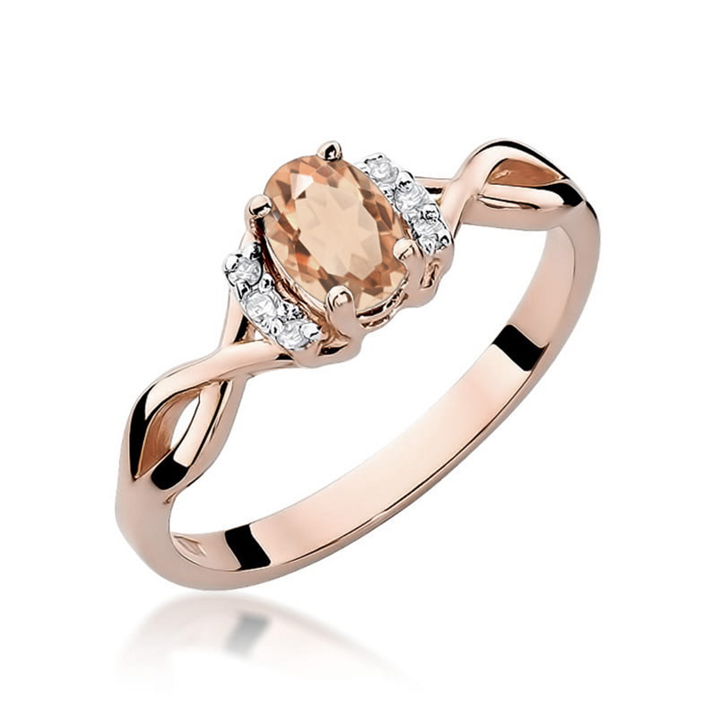Raudono aukso žiedas su 0.4 ct morganitu ir deimantais RD | ADORO juvelyrika