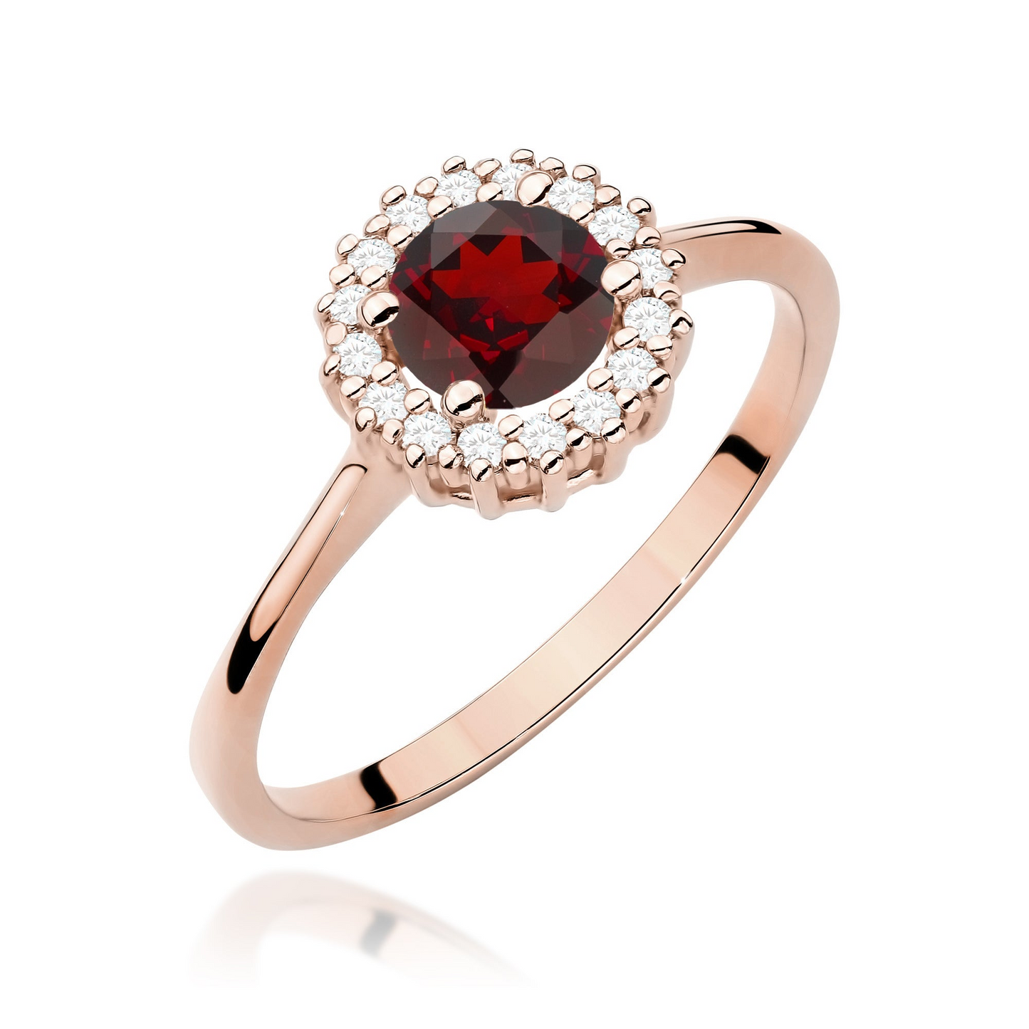 Raudono aukso žiedas su briliantais | ADORO juvelyrika