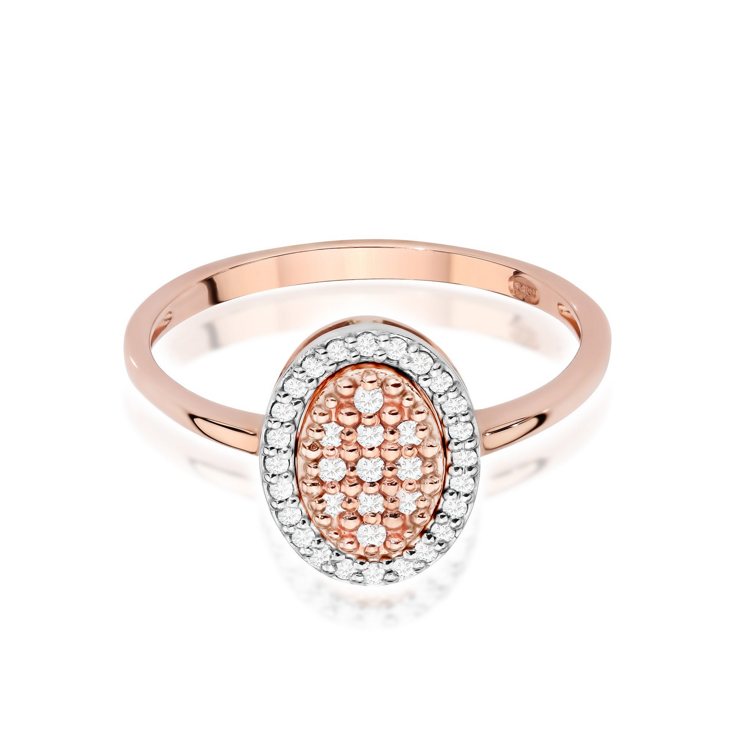 Raudono aukso žiedas su briliantais | ADORO juvelyrika