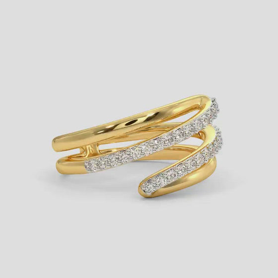 Balto ir geltono aukso žiedas su deimantais. Auksinis žiedas su deimantais. Geltono ir balto aukso žiedas su briliantais Auksinis žiedas su briliantais Valentino dienos dovana Sužadėtuvių žiedas