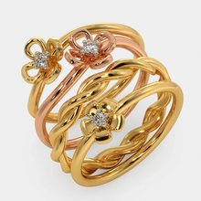  Geltono ir rausvo aukso žiedas su deimantais, su deimantu, auksiniai žiedai su deimantais, sužadėtuvių žiedai, vestuviniai žiedai, žiedai su deimantais, žiedai su briliantais